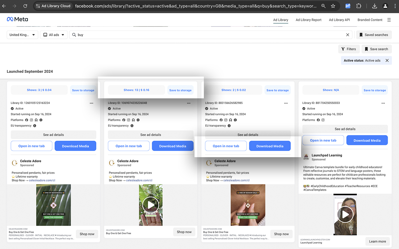 Meta Ad Library competitor research, used by Grownix Digital